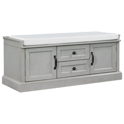 Stash Storage Bench with 2 Drawers and 2 Cabinets - Gray Wash