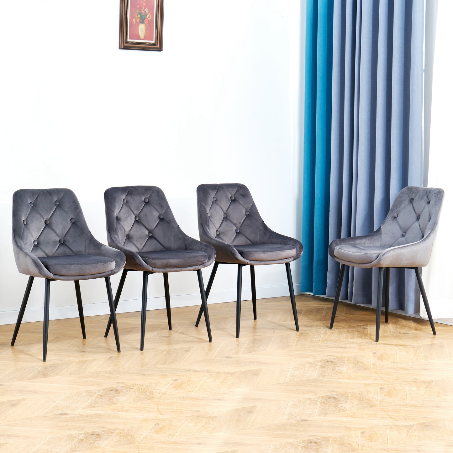 Sheron Velvet Dining Chairs (Set of 2) - Gray