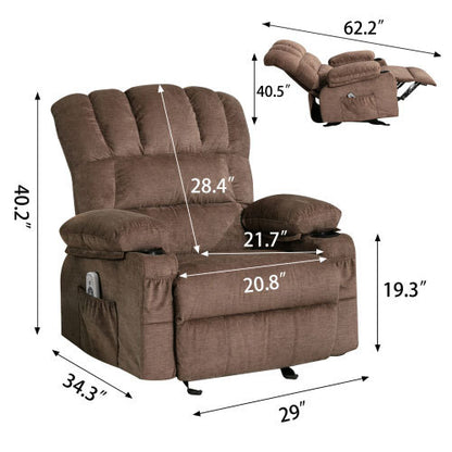 Ramos Recliner Chair Massage Heating sofa with USB - Brown