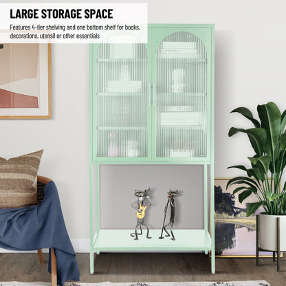 Arched II Glass Doors Floor Cabinet - Mint Green