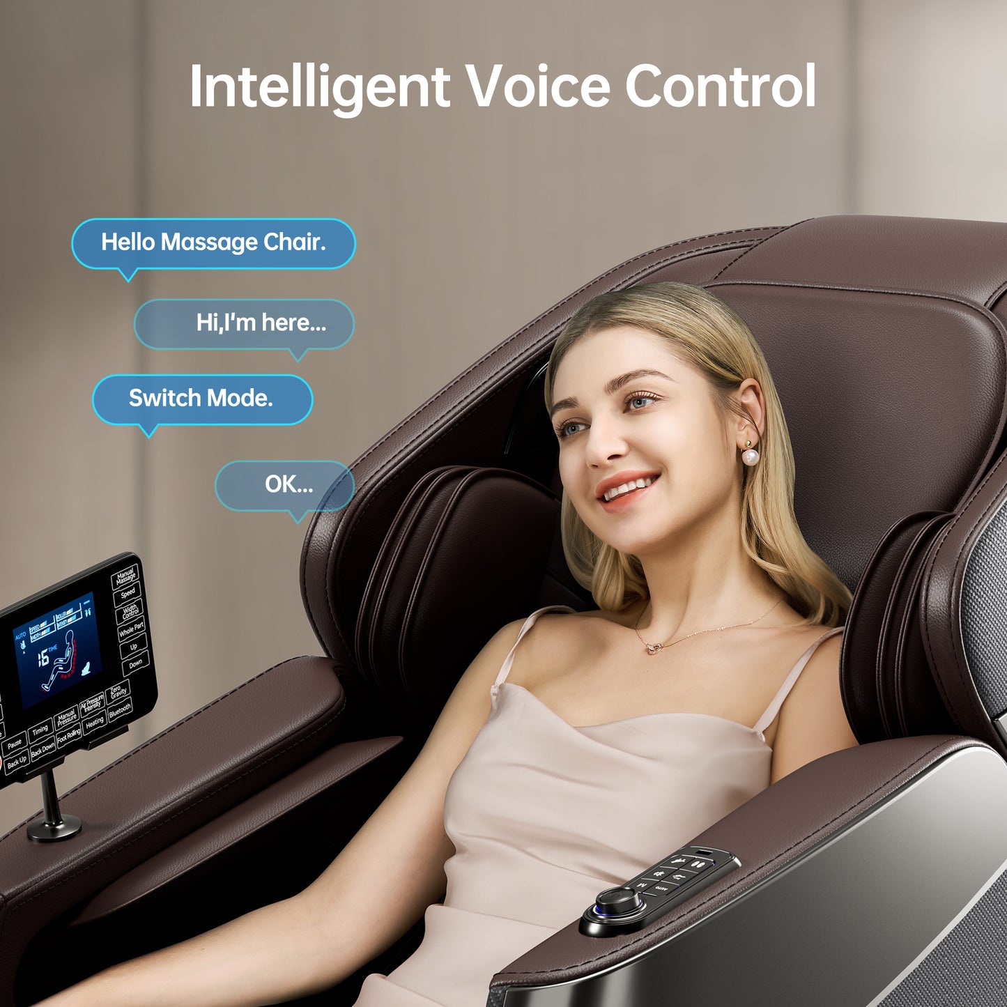 Raya Zero Gravity Full Body Massage Chair with AI Voice Control - Gray+Brown