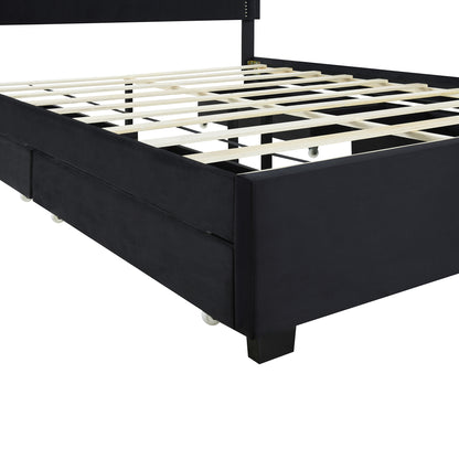 Omo Queen Size Upholstered Platform Bed - Black