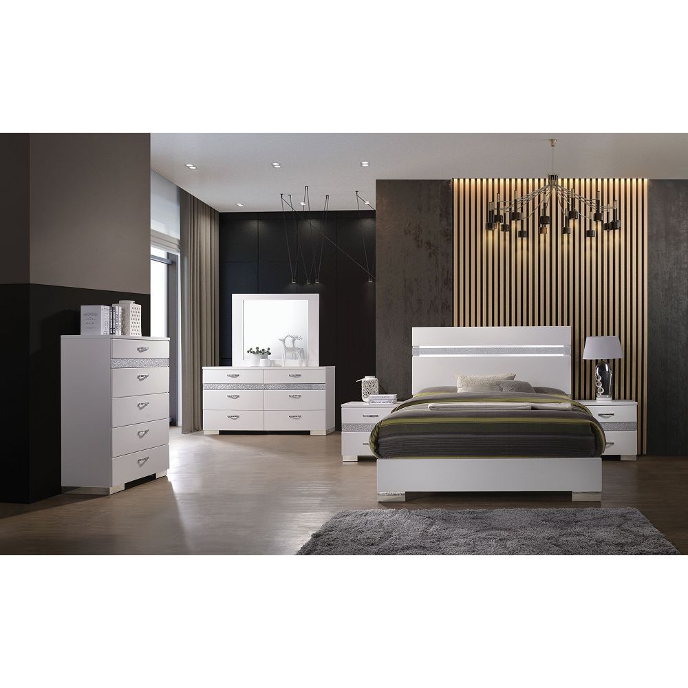 Naima II High Gloss Nightstand - White