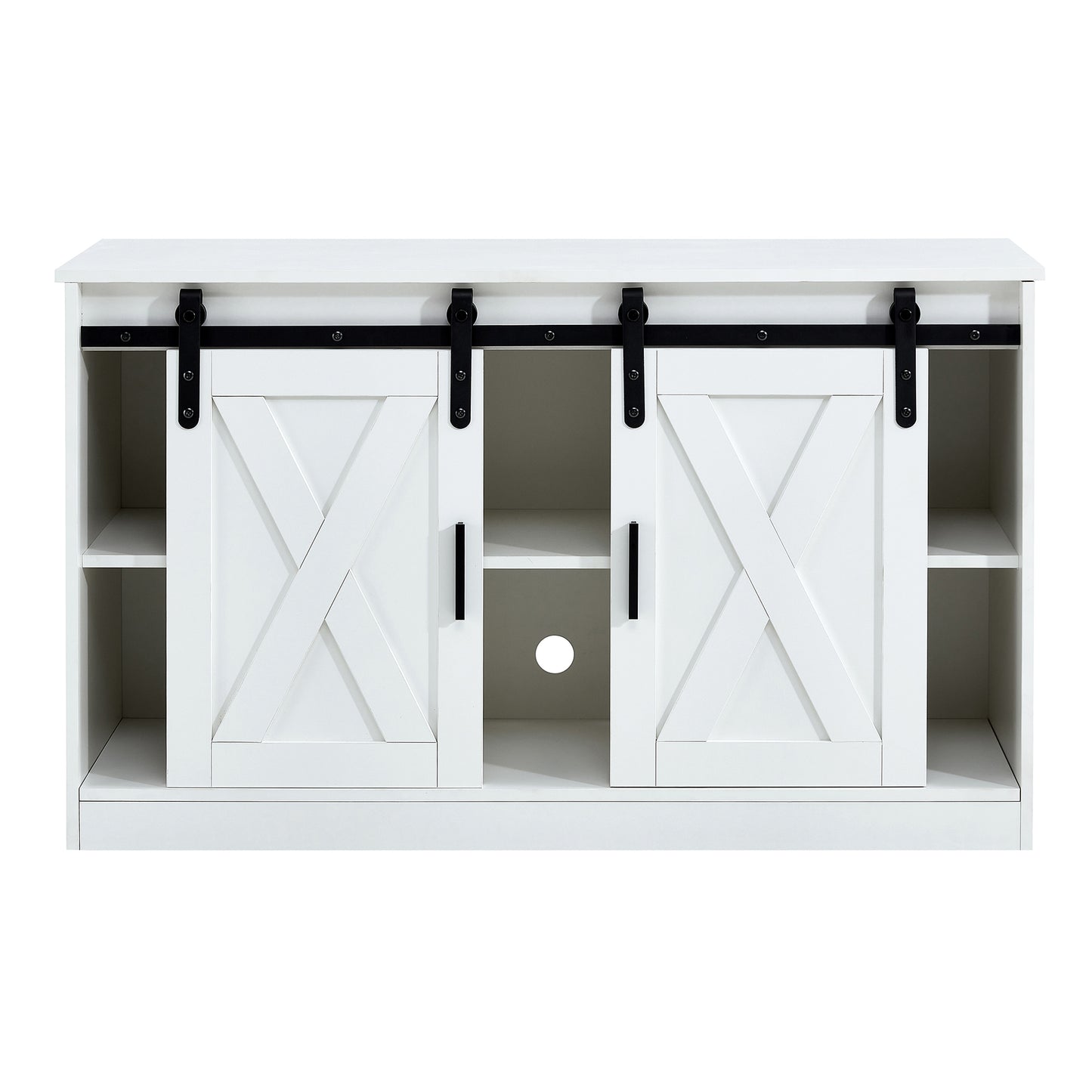 Wiz TV Stand with Sliding Barn Doors - White