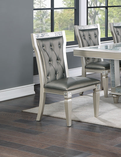 Bernard Cushion Button Tufted Dining Chair (Set of 2) - Silver