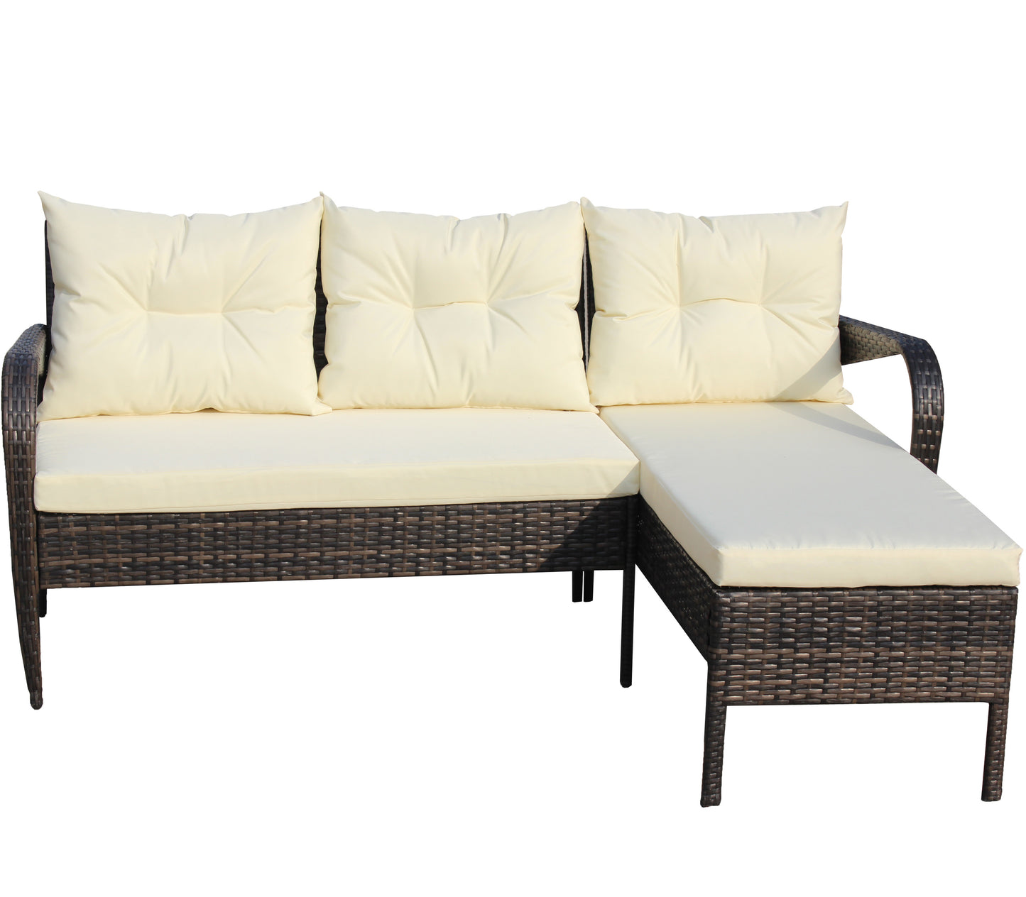 Hutson 2 Pc Outdoor Patio Wicker Ratten Sectional Sofa - Brown