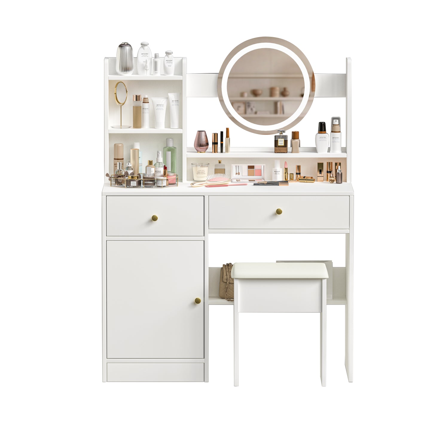 Zamo II Vanity Desk with Mirror and Lights