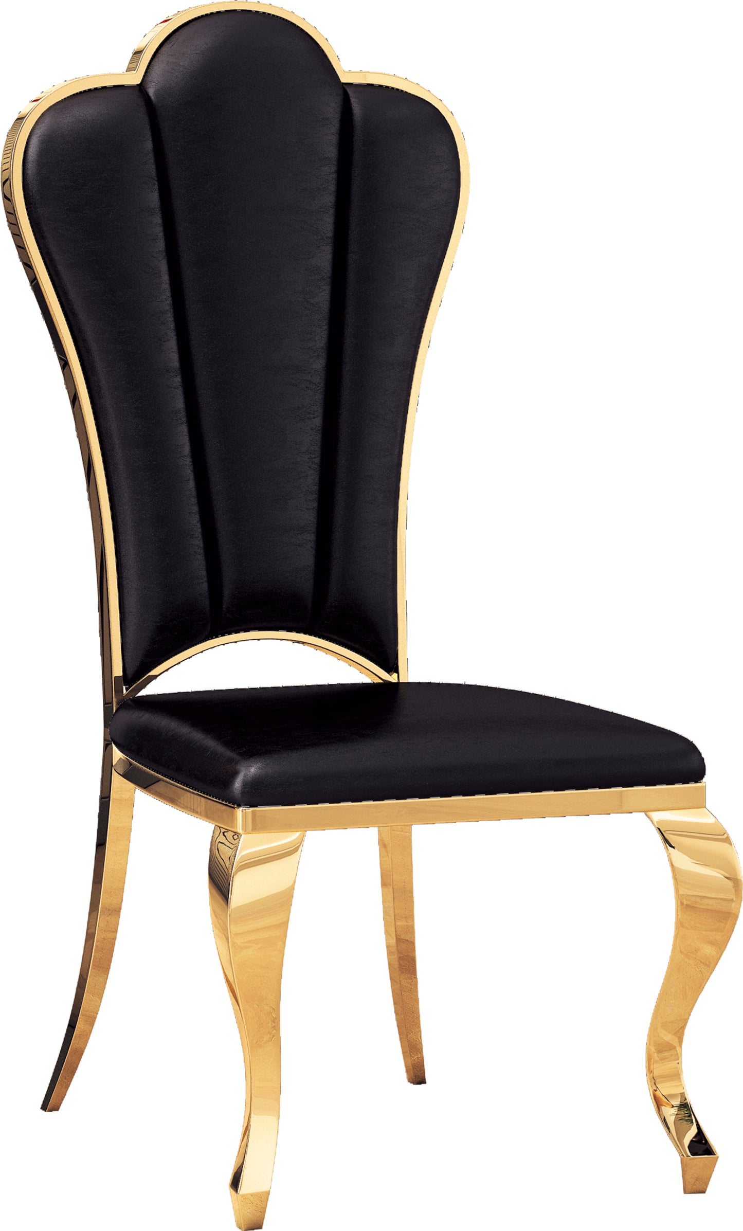 Roxa Dining Chairs w Golden Metal Leg (Set of 2) - Black