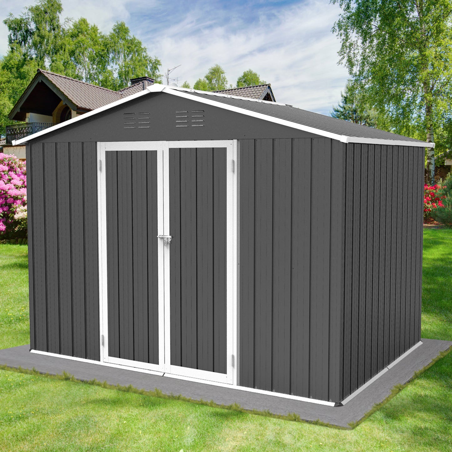 Homer 6 X 8 ft Metal Garden Sheds Outdoor Storage - Gray