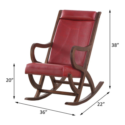 Hartley Rocking Chair with Padded Seat - Burgundy