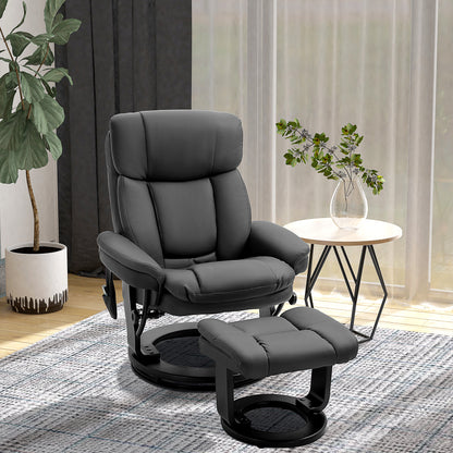 Flynn PU Leather Massage Recliner Chair with Ottoman - Black