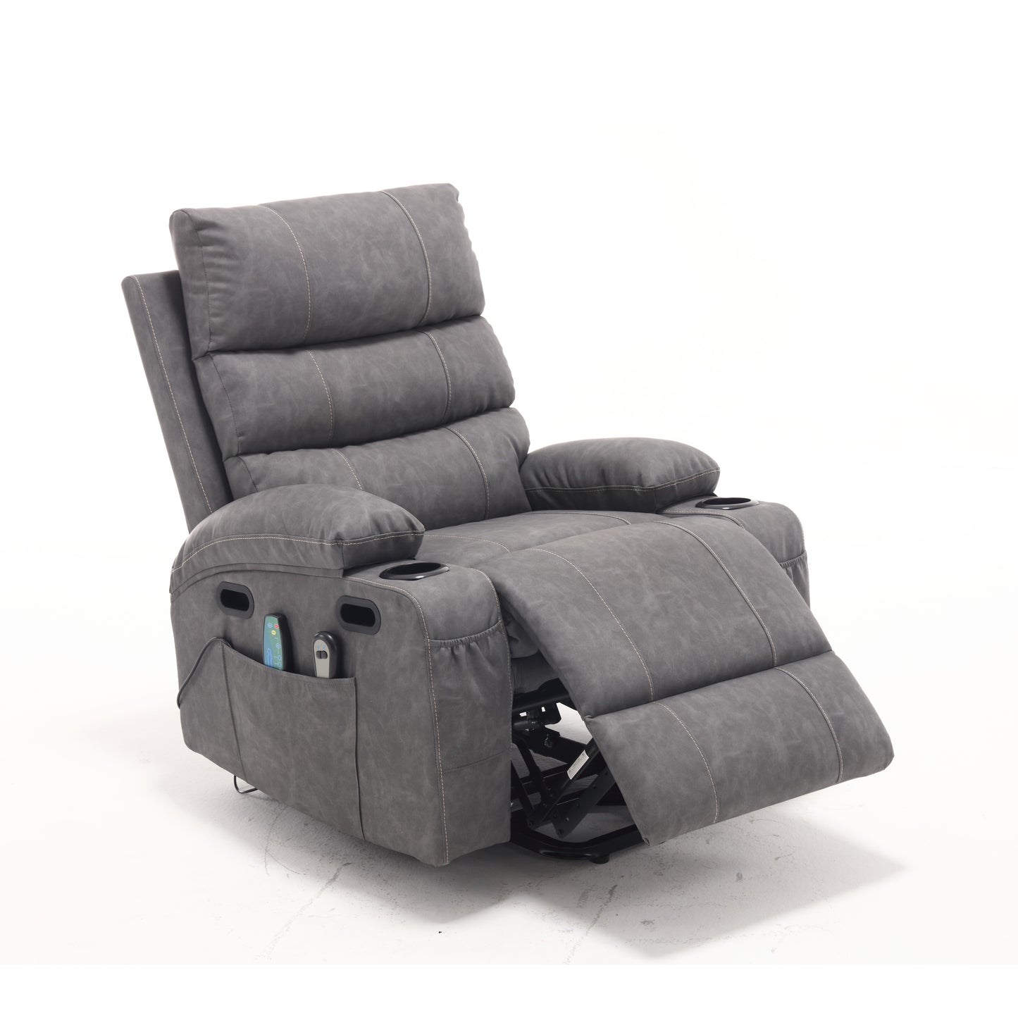 Elias Large Power Lift Recliner Chair with Massage - Gray