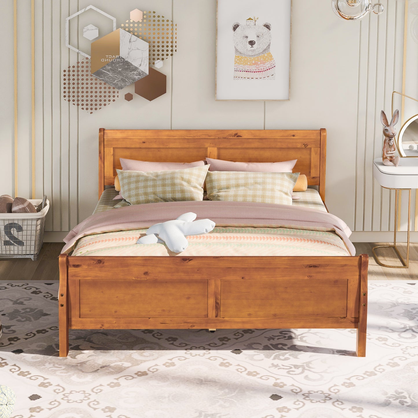 Urban Fusion Queen Size Wood Platform Bed - Oak