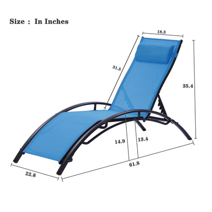 Blosso Outdoor Chaise Lounges (Set of 2) - Blue