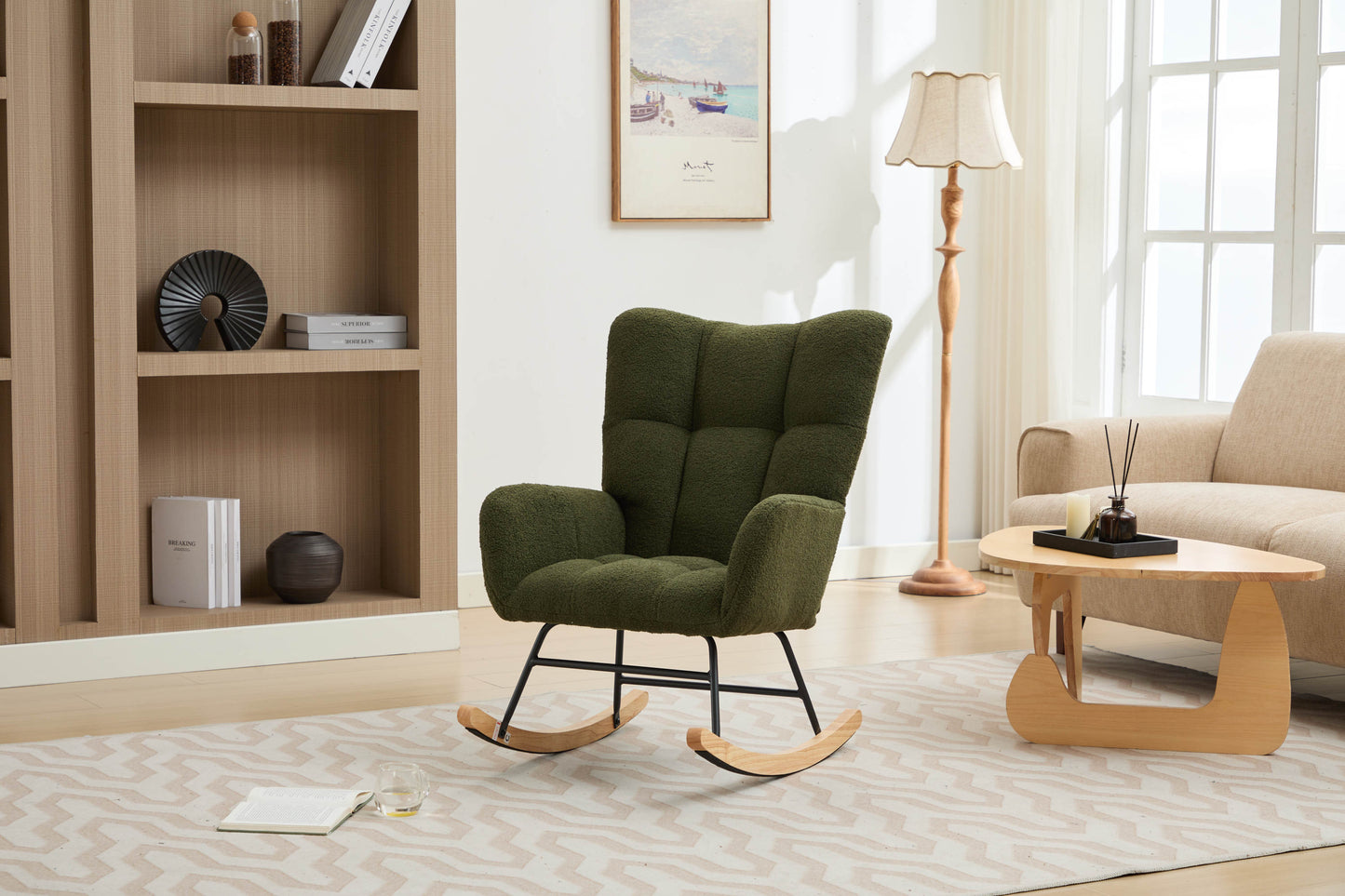 Hari Modern Nursery Rocking Chair - Dark Green