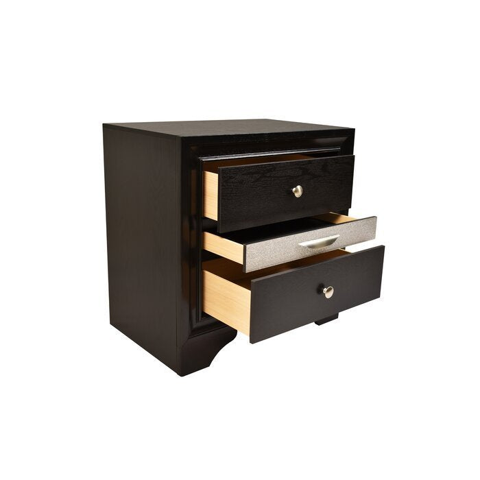 Belle Wood Nightstand - Black