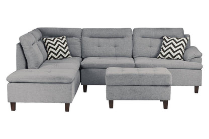 Lar Sectional Fabric Sofa w Ottoman - Gray