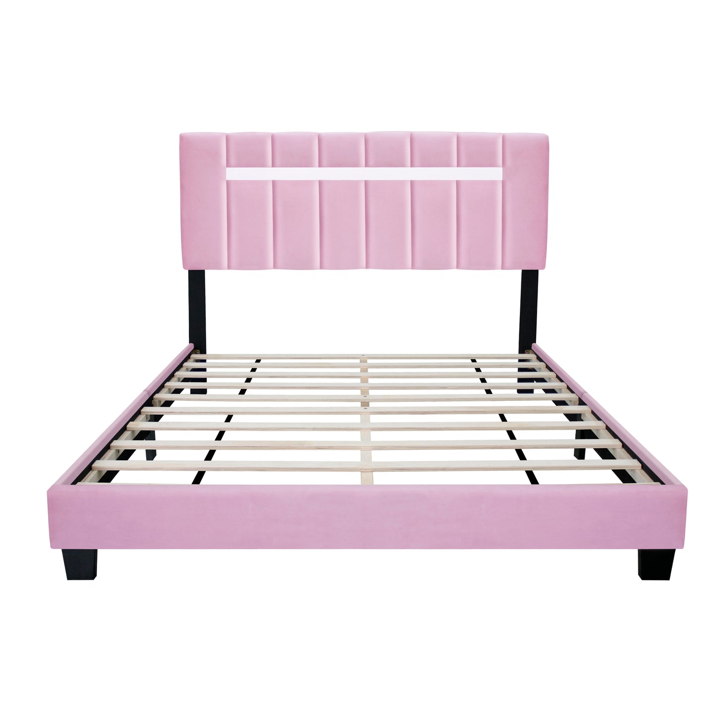 York Queen Size Platform Bed with Adjustable Height - Pink