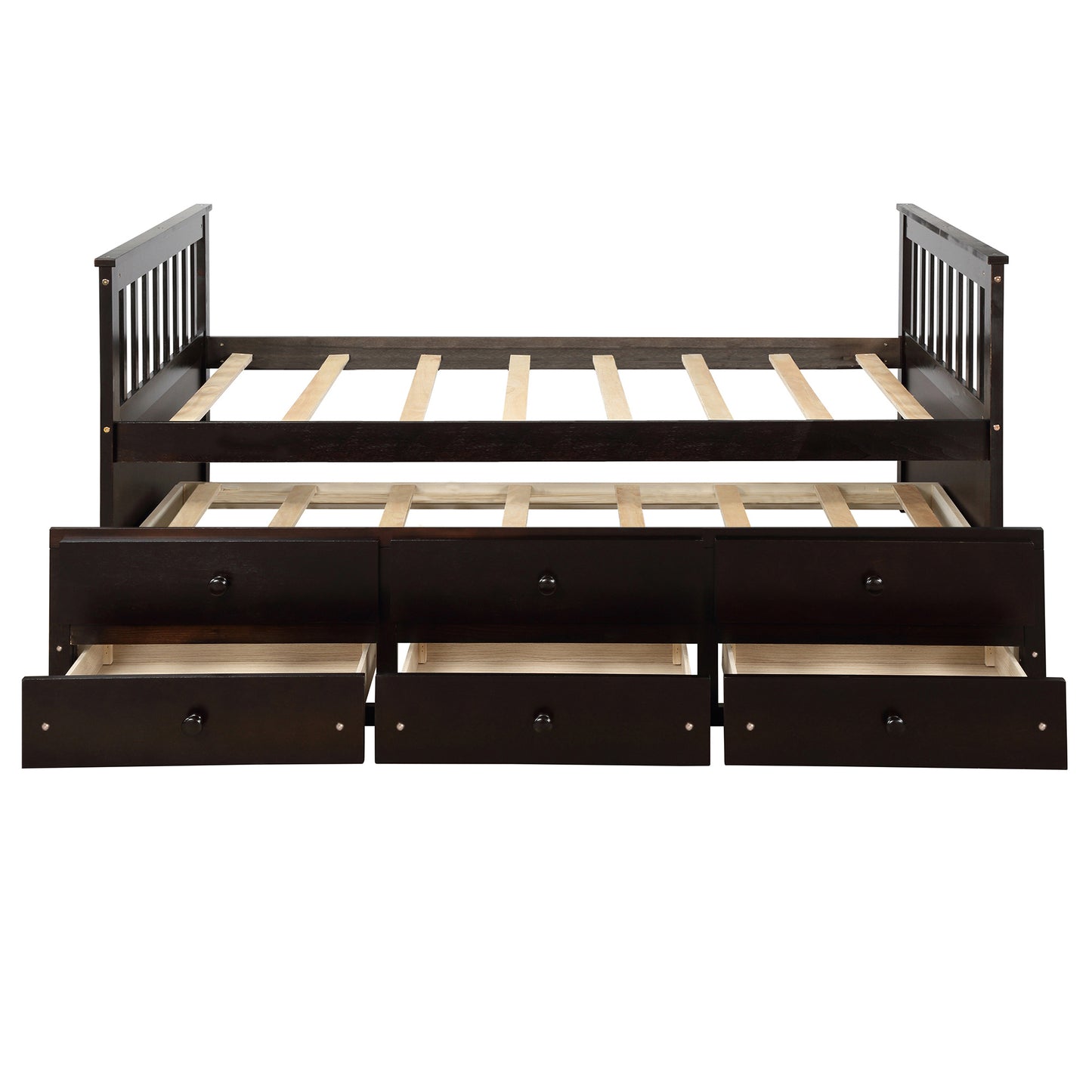 Abby Twin Daybed with Trundle Bed and Storage Drawers - Espresso