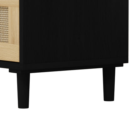 Tero 3-Drawers Rattan Storage Cabinet - Black