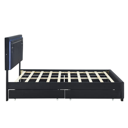 Omo Queen Size Upholstered Platform Bed - Black