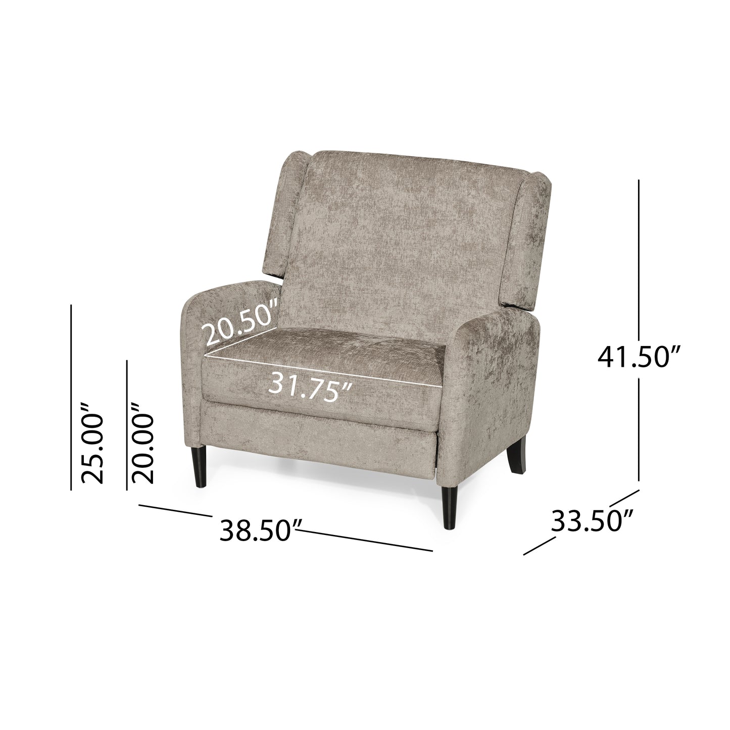 Albion Oversized Fabric Pushback Recliner - Beige