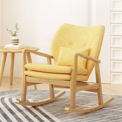 Arias Elegant Solid Wood Rocking Chair - Yellow