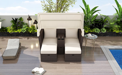 Ginson 2-Seater Outdoor Patio Daybed - Beige