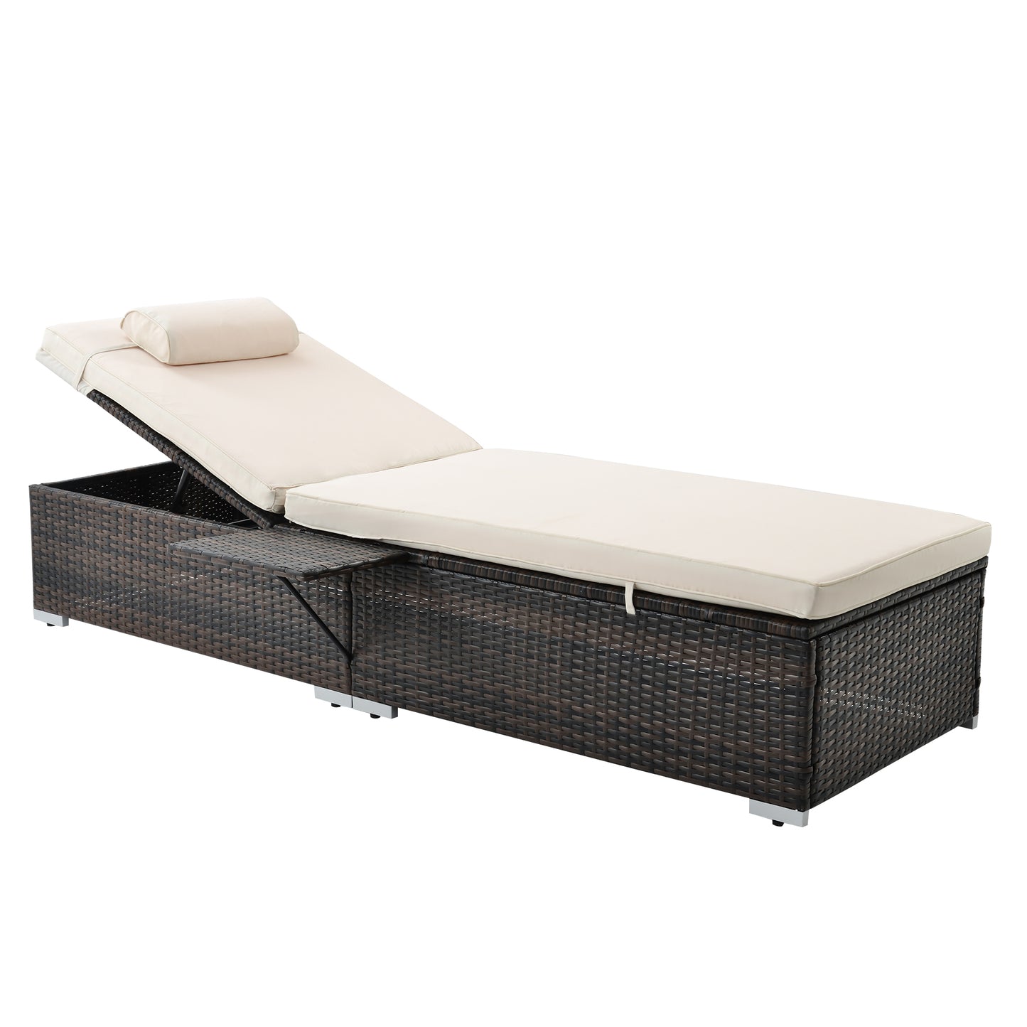 Valencia Outdoor PE Wicker Chaise Lounge  (Set of 2)  - Beige