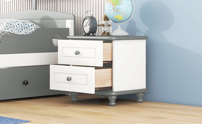 Kaito Wooden Nightstand - White+Gray