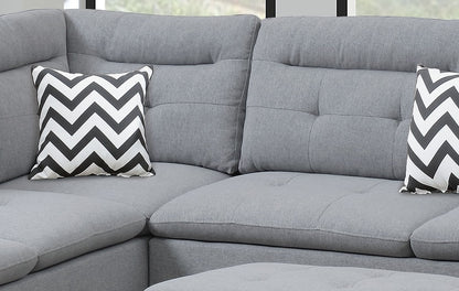 Lar Sectional Fabric Sofa w Ottoman - Gray