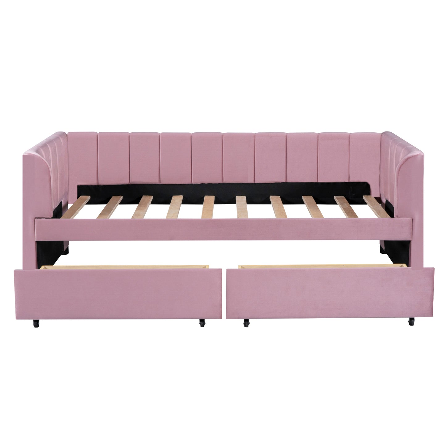 Tano Twin Size Upholstered Daybed with Drawers - Pink