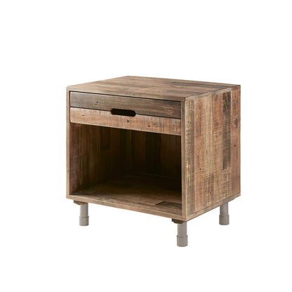 Retro Solid Wood Nightstand - Natural