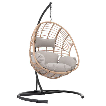 Beebe Wicker Swing Chair With Stand - Beige