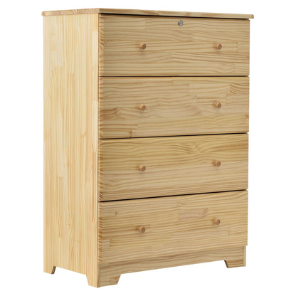 Go Green Woods Isabela Solid Pine Wood 4 Drawer Chest Dresser