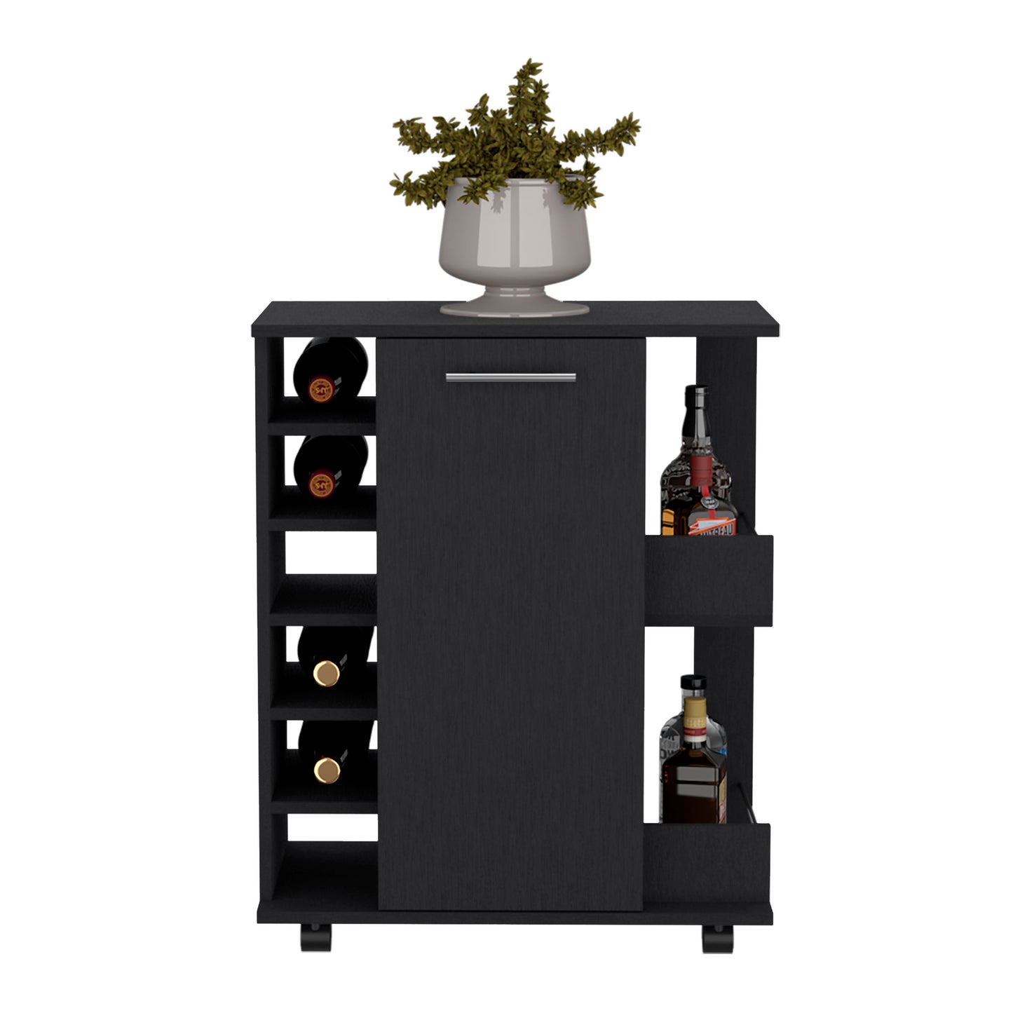 Finn Bar Cabinet With Wheels - Black