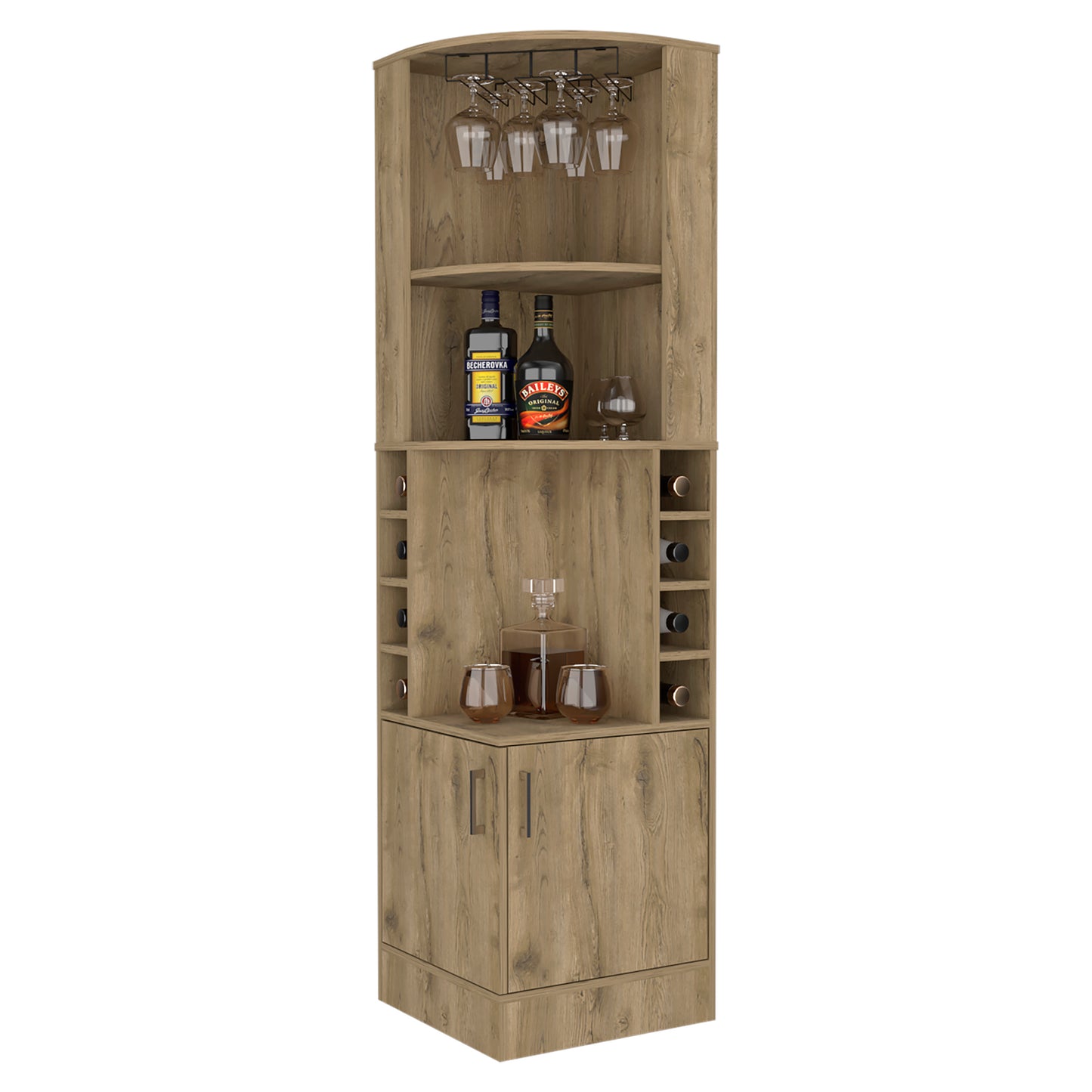 Isabelle 8-Bottle 2-Shelf Bar Cabinet - Macadamia