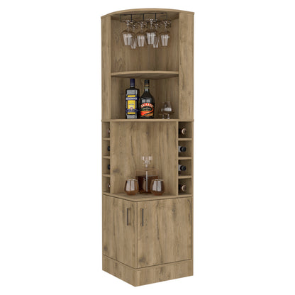 Isabelle 8-Bottle 2-Shelf Bar Cabinet - Macadamia