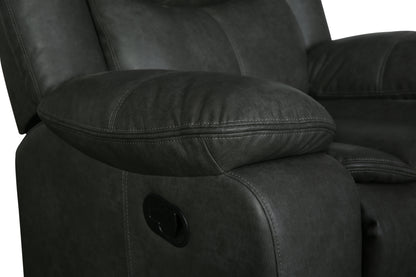 Noor Leather-Air Reclining Loveseat - Gray