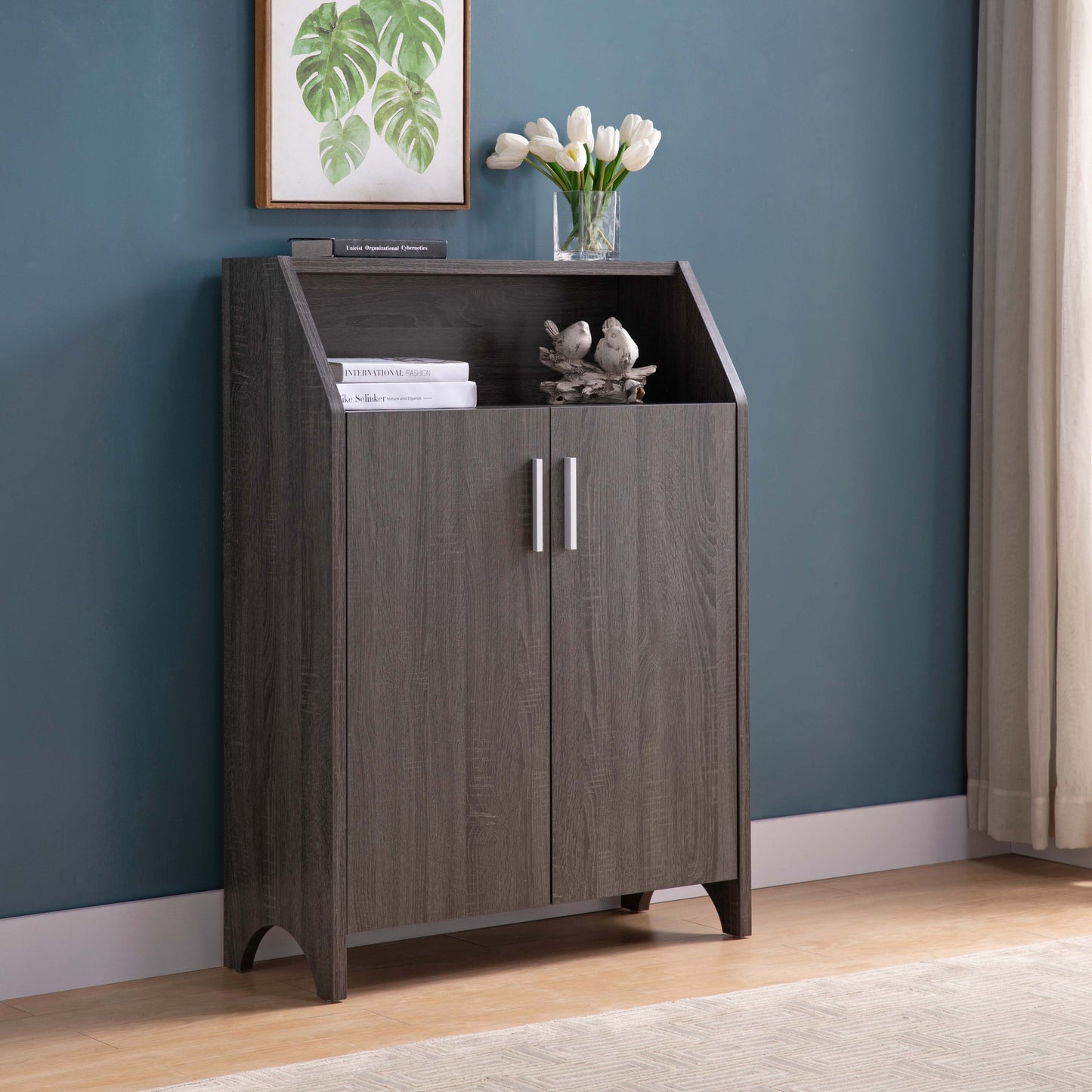 Cory Two Door Shoe Storage Cabinet - Gray