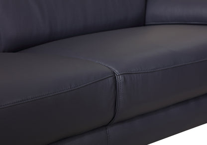 Victor Top Grain Italian Leather Loveseat - Navy