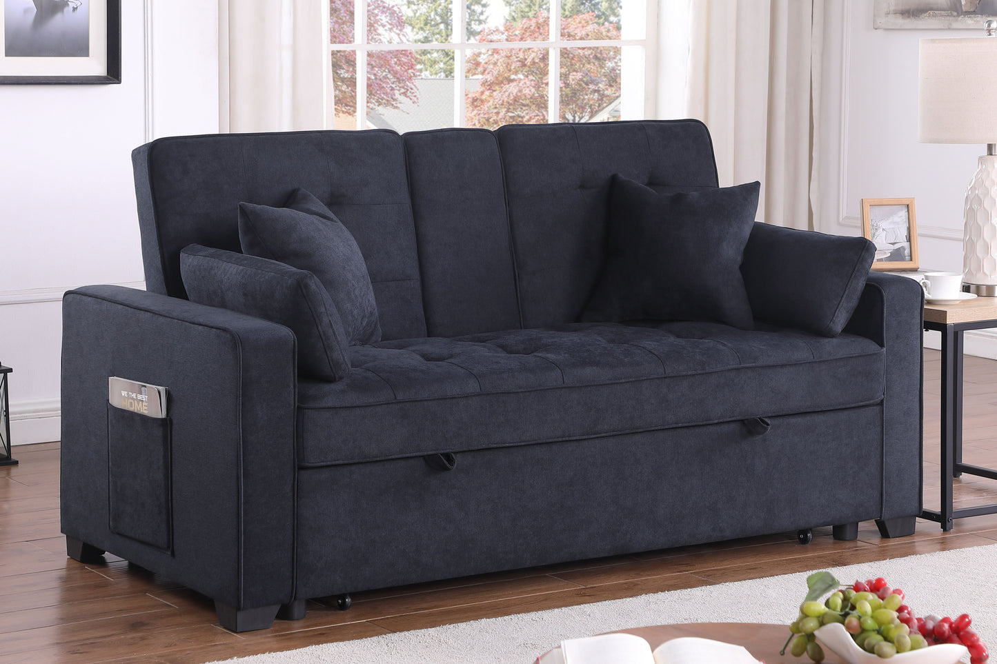 Cody II Woven Fabric Convertible Sleeper Loveseat - Dark Gray