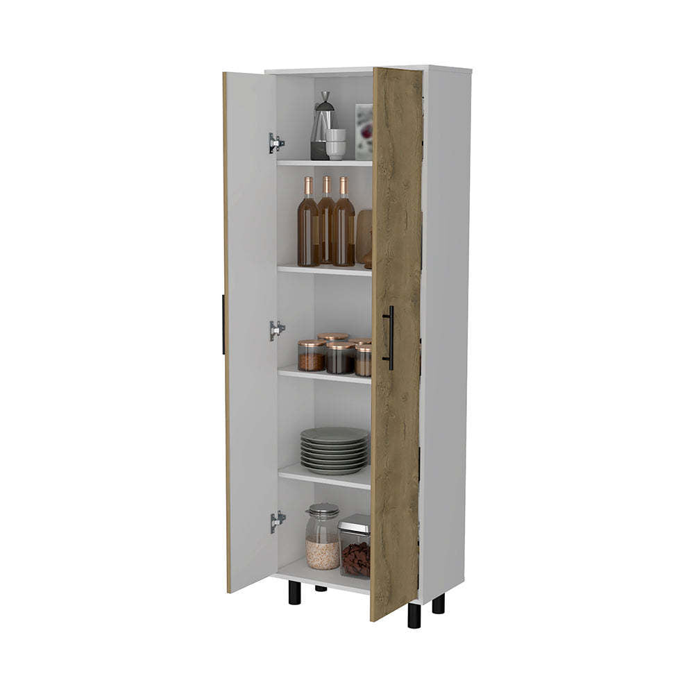 Fagan 2-Door 5-Shelf Kitchen Pantry Cabinet - White-Macadamia