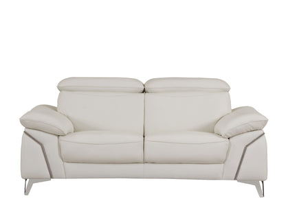 Victor Top Grain Italian Leather Loveseat - White