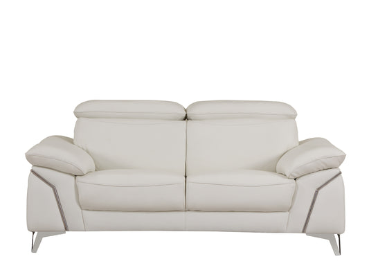 Victor Top Grain Italian Leather Loveseat - White