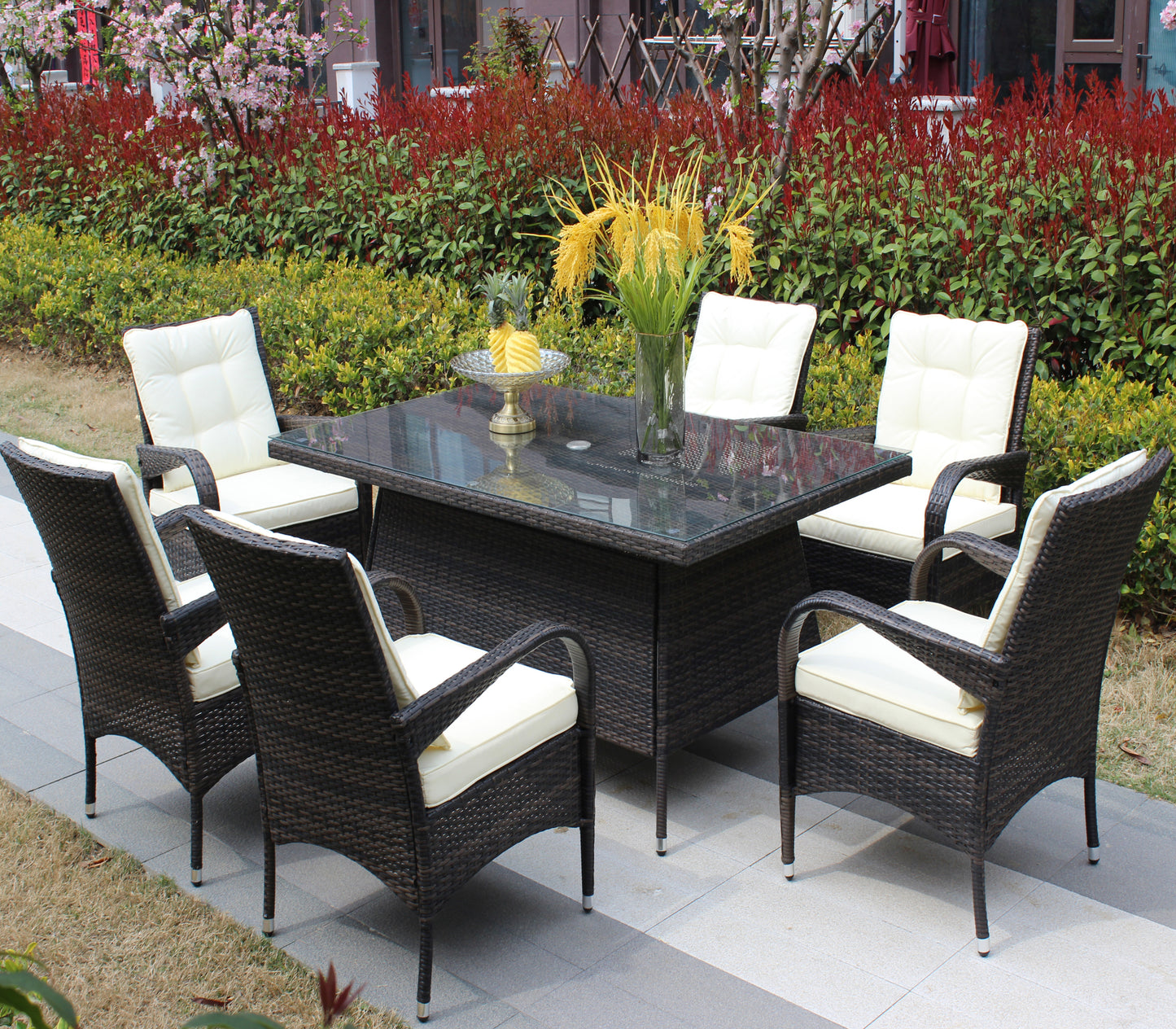 Lugo 7 Pc Patio Rectangular Dining Set