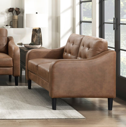 Neo Loveseat Button Tufted Contoured Arms - Brown