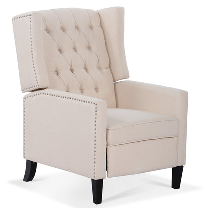 Nix Wide Manual Wing Chair Recliner - Beige