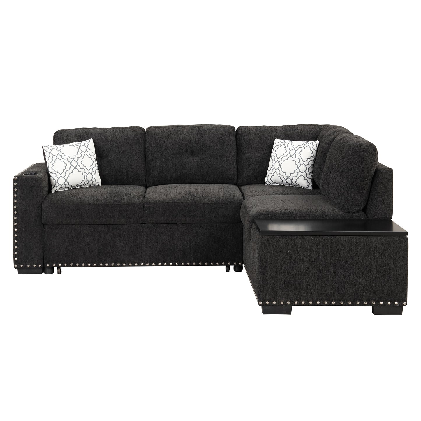 Javier Reversible Sectional Pull-Out Sofa Bed - Black