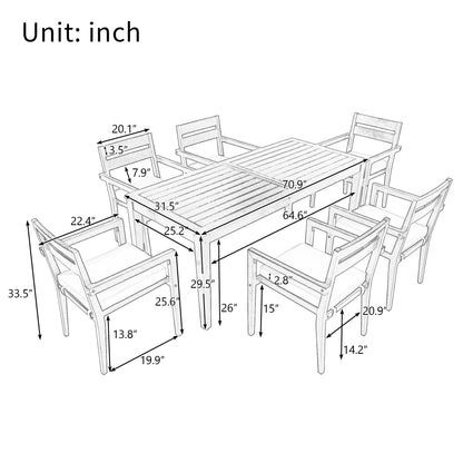 Carver Patio  Acacia Wood Outdoor Dining Table And Chairs Set - Dark Brown